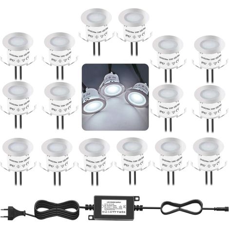 Kit d'éclairage de pont à LED encastré, 4000K blanc naturel 12V étanche IP67, éclairage au sol pour escalier de piscine, marche, salle de bain, jardin, patio et paysage, intérieur et extérieur (lot de (1/4)