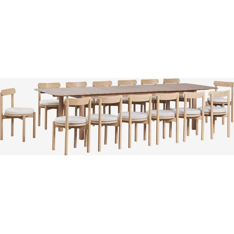 Set de mesa rectangular 250-310x105 cm extensible Duala y 14 sillas de comedor en madera de acacia Nualis SKLUM       