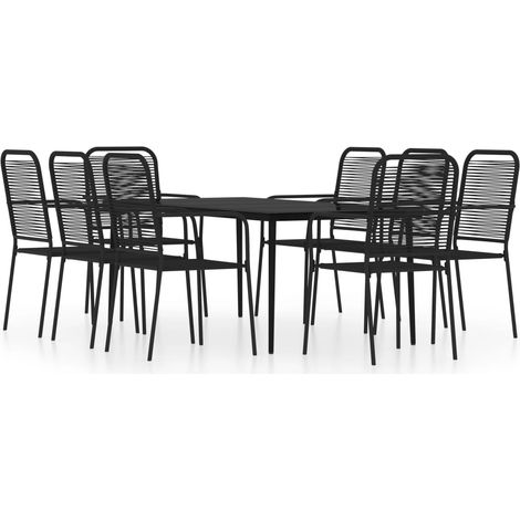 Maison Exclusive - Set da Pranzo per Giardino 9 pz con Cuscini Nero (1/5)