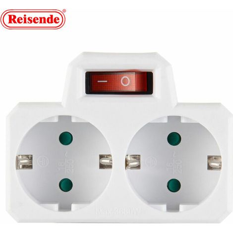 VURAHOME - Adapteur Fiche Multiprise Biplite avec Interrupteur 2 Prise 16A, Blanc (1/2)