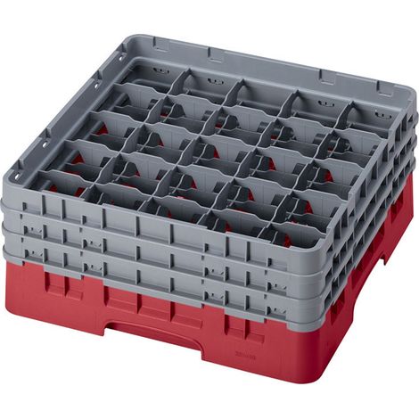 Casiers de lavage - haut max 17.4 cm - 50 x 50 x 22.5 cm - Groseille - Lot de 3 - Cambro