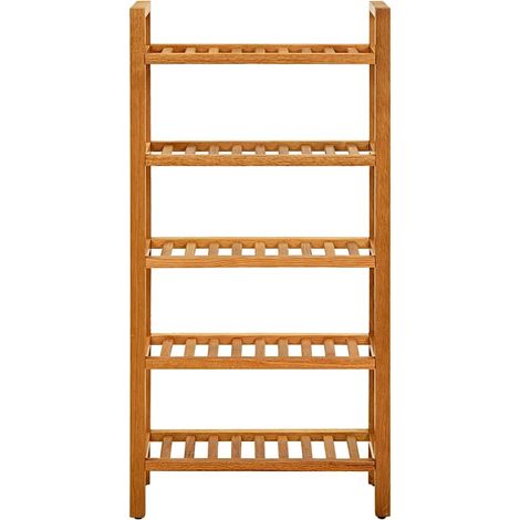 vidaXL Zapatero con 5 estantes madera maciza de roble 50x27x100 cm (1/2)