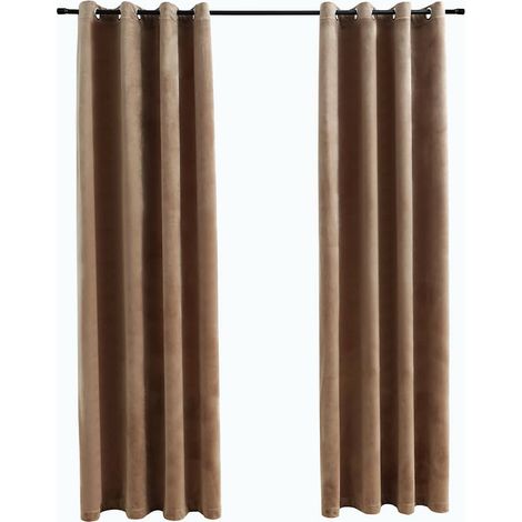 vidaXL Blackout Curtains with Rings 2 pcs Velvet Beige 140x245 cm