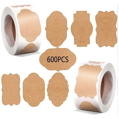 Étiquette autocollante, étiquette d'étanchéité en papier kraft rétro faite à la main (1/5)