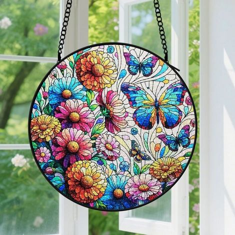 Capteur de Soleil en Vitrail Décoration Spirituelle pour Maison 15cm (1/4)