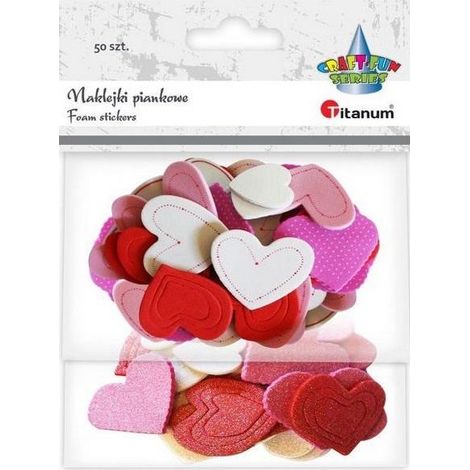 Adesivi a forma di cuore in schiuma, colori assortiti, 50 pezzi