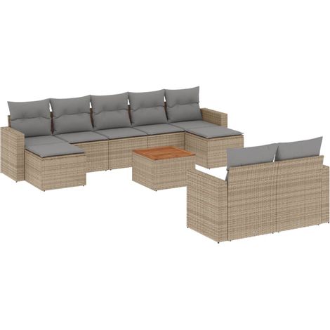 Maison Exclusive - Set Divano da Giardino 10 pz con Cuscini Beige Misto Polyrattan (1/5)