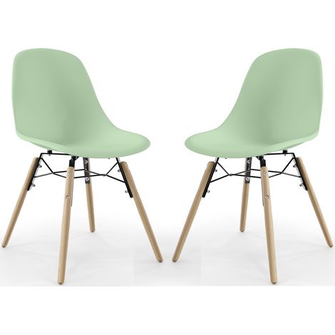 Sedia da Pranzo - Design Scandinavo - Gambe in Legno - Set di 2 - Skögur Pastel green