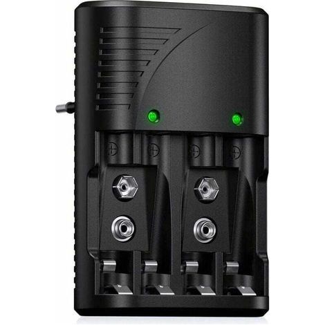 Ulisem Universal-Batterieladegerät für AA/AAA/9V, 6802 Schnellladegerät für AA/AAA oder 9V Ni-MH Akkus, mit LED-Anzeige, Weltweite Spannung.