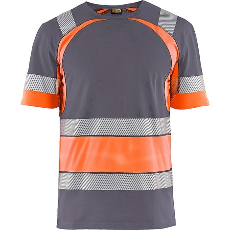 T-shirt de travail haute visibilité 3421 - Gris moyen/Orange fluo 4XL
