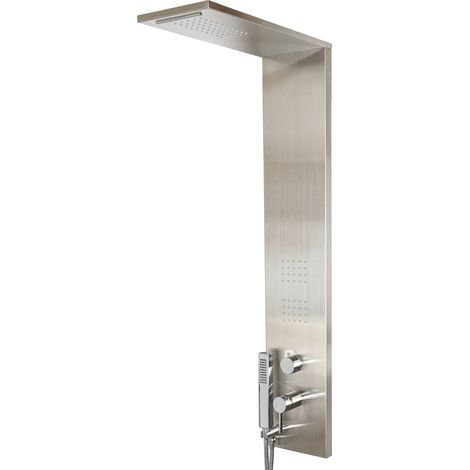 Bagnoclic – Colonne de douche hydromassante 4 fonctions – Pomme de douche, effet cascade, jets horizontaux – Acier inoxydable 18/10 – Flexible 150-200cm