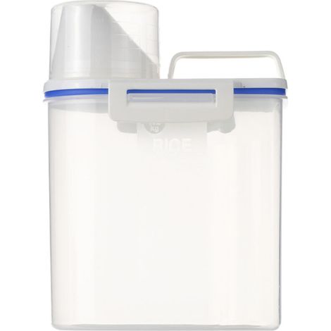 Boîte de rangement portable en plastique de 1,5 L pour riz, céréales et farine, avec verre doseur. (1/5)