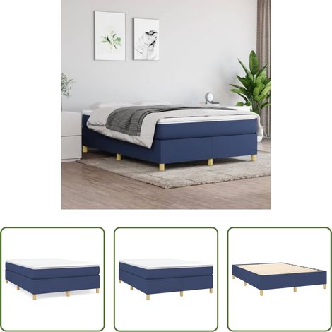 Boxspringbett - Boxspringbettgestell Blau 140x200 cm Stoff (1/5)