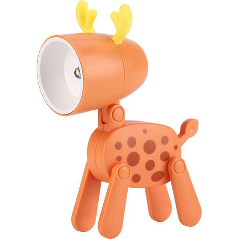 Mini veilleuse cerf, lampe de table miniature créative en forme d'animal de compagnie, lampe de bureau LED mignonne avec motif animal de dessin animé, veilleuse cerf réglable, orange (1/5)