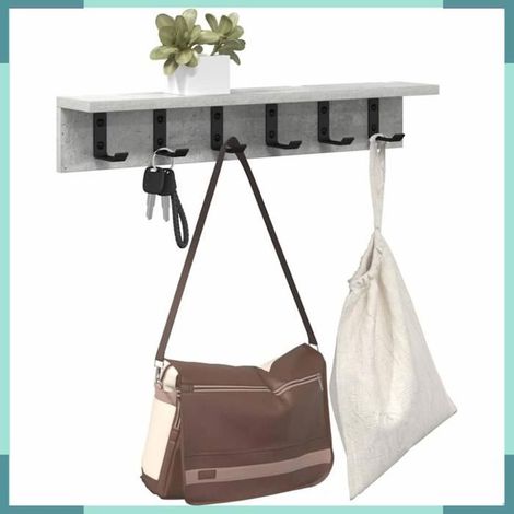 874358 Porte-manteau mural Gris béton 60 x 10,5 x 10,5 cm (1/5)