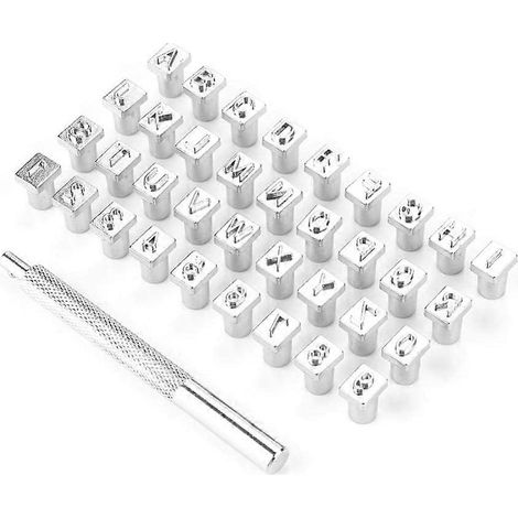 1 boîte de 36 tampons lettres et chiffres, pour métal et bois, 6 mm (1/5)
