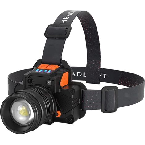 Rechargeable Headlamp for Adults Ipx4 Waterproof USB Rechargeable Headlamps, Suitable Outdoor Camping, Running, Cycling, Climbing, etc. (1/5)