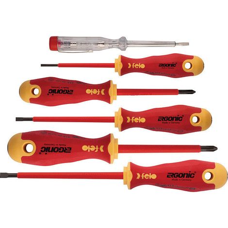 Felo Ergonic 1000V Set di 6 cacciaviti isolati rosso nero