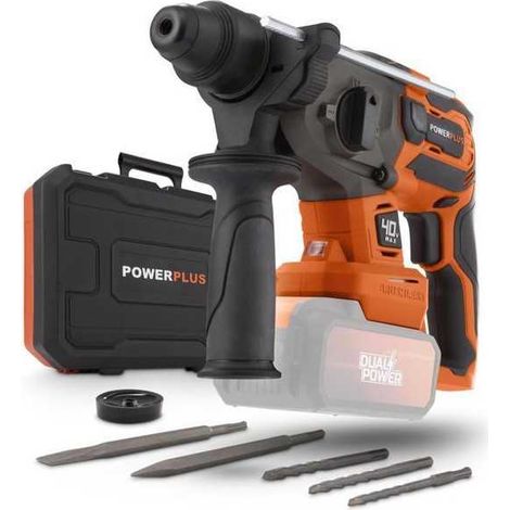 Akku-Bohrhammer SDS-Plus 40V 5J BRUSHLESS + 5 Zubehörteile - DUAL POWER POWDP15680 (1/3)