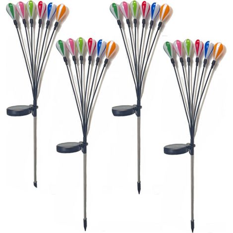 4 pièces décoration led de cour extérieure ballon à air chaud solaire, lampe de pelouse guirlande lumineuse de jardin-lumière chaude-6 têtes (1/5)