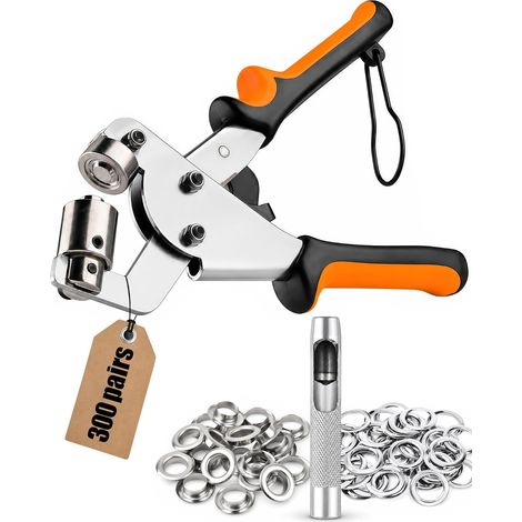 Alicates para ojales de lonas con 300 pares de ojales de 10 mm y punzón  Alicates magnéticos manuales para ojales, acero al carbono, para cuero, tela, lonas, cinturones y lona. (1/5)