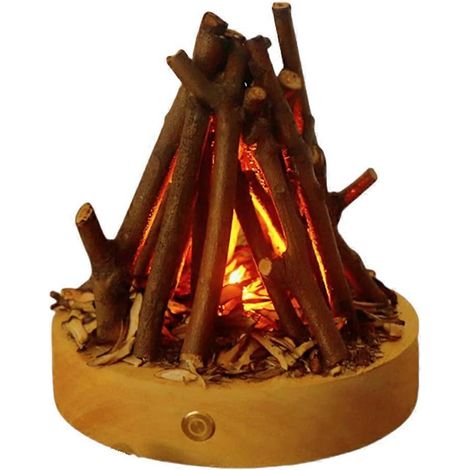 Nachtlicht mit künstlichem Lagerfeuer, USB-aufladbar, 3 Modi, flammenloses Kerzenflammenlicht mit weißem Rauschen (1/5)