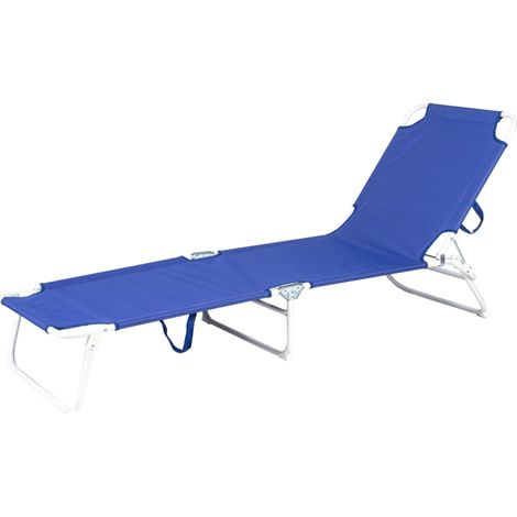 sdraio pieghevole reclinabile eurogarden in poliestere blu 188x55x25 cm (1/4)