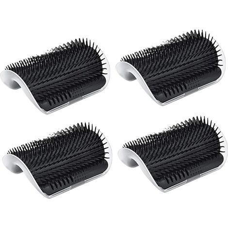 Spazzole morbide, Spazzola per gatti, 4 spazzole morbide per gatti, con erba gatta, angolo massaggiante, angolo massaggio per gatti, per la rimozione del pelo (nero) (1/5)