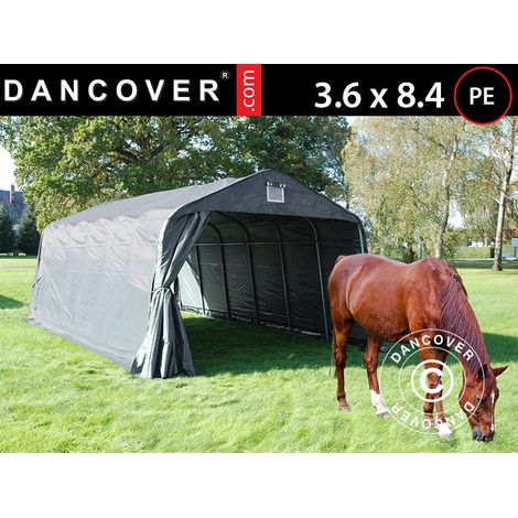 Livestock shelter 3.6x8.4x2.68 m, PE, Grey - Dancover (1/2)
