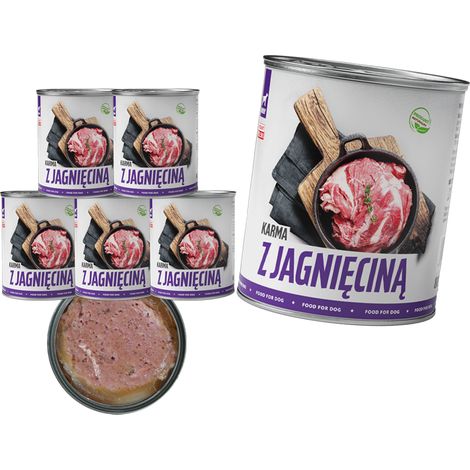 COMIDA H脷MEDA PARA PERROS TufTuf Carne enlatada para s谩ndwich con cordero SET 6x800g