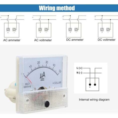 NALOOKAMIC Ampèremètre analogique 0-50 µA, panneau de courant 85C1, précision 2,5, pour testeur de mesure de circuit automatique (1/3)