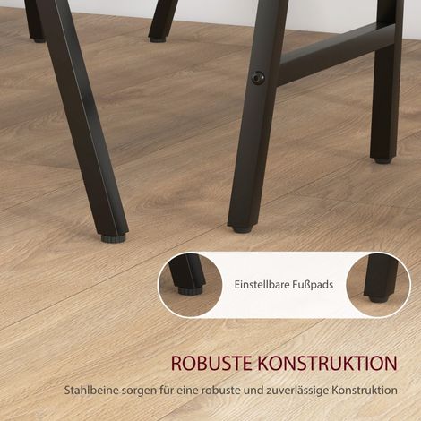 Ensemble salle à manger 5 pièces, table et 4 chaises, capitonnage à boutons, rembourrage épais, aspect lin, gris anthracite (1/5)