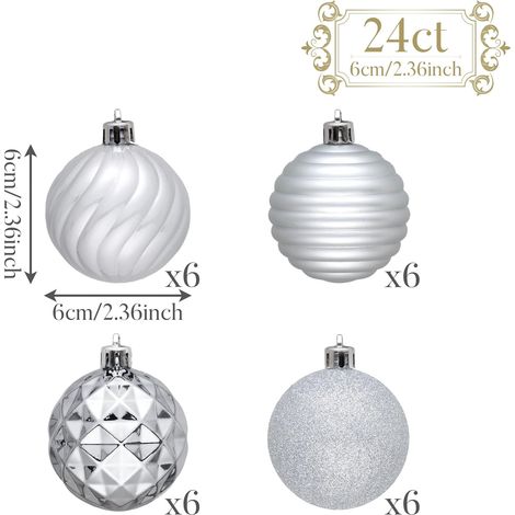 Boule de Noël, petite boule à suspendre pour Halloween, boule acrylique, décoration à suspendre argentée de 6 cm (1/5)