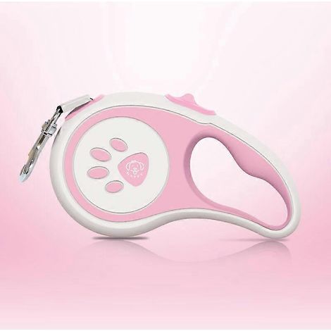 5 meter lange uitschuifbare hondenriem, telescopische treklijn met antislip handgreep van zacht rubber, voor kleine en middelgrote honden tot 40 kg. Roze. (1/5)