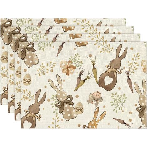 Set mit 4 waschbaren Platzsets, Hasenmotiv, 30 x 45 cm