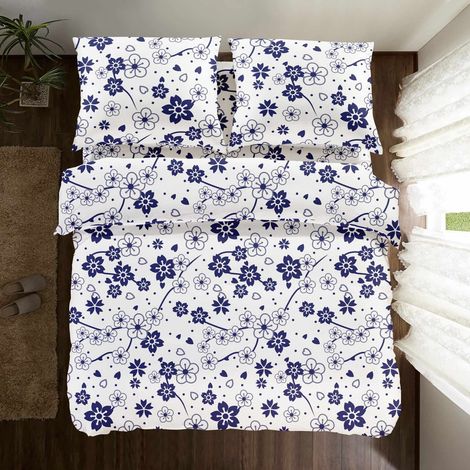 PARURE DE LIT EN COTON 160x200 FLEURS (1/5)