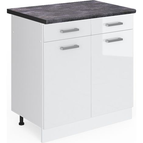 Meuble cuisine R-Line, Blanc Haute brillance, 80 cm , PT Anthracite, Vicco