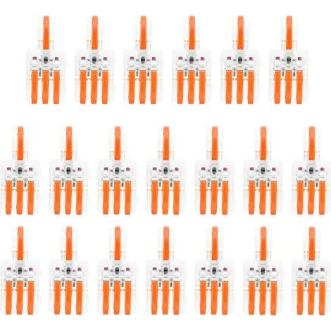 20 Stück SPL-Drahtverbinder 1 Eingang 3 Ausgänge Druckverteiler T-förmiger Leiterklemmenblock (Orange) (1/4)