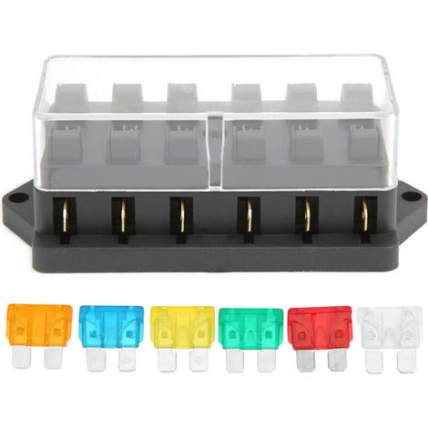 Jeffergarden Bloc de fusibles à 6 voies support de bote à fusibles à lame étanche pour applications domestiques de bateau de voiture 12V-24V