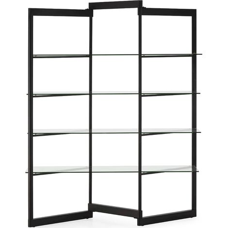 Étagère métal verre trempé noire élégance moderne salon - noir structure verre transparent (1/2)