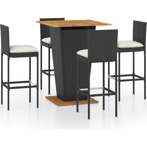 Maison Exclusive - Set da Bar da Giardino 5 pz con Cuscini in Polyrattan Nero (1/5)