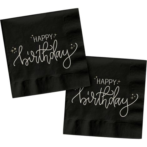Décoration d'anniversaire Noir, Crème, Champagne Or - Serviettes - Crème Noir - 33 x 33 cm - 20 pièces - Une vaisselle Happy Birthday chic et charmante (1/4)
