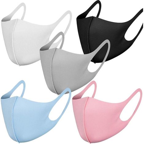 Packung mit 5 wiederverwendbaren, atmungsaktiven und strapazierfähigen Gesichtsmasken mit Ohrschlaufen für den täglichen Gebrauch in der Öffentlichkeit (1/5)