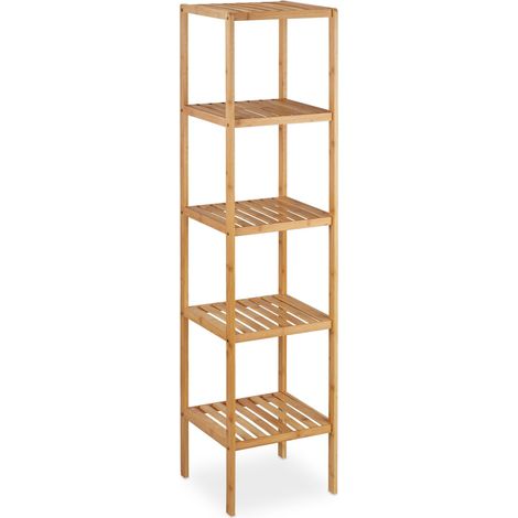 Scaffale portaoggetti multifunzionale per bagno, 5 livelli, pratico, in bambù naturale, 130003111