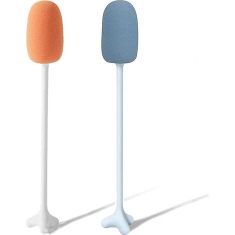 Cepillo de esponja con mango largo, limpiador suave para biberones, juego de cepillos de limpieza multiusos (2 piezas) (1/5)