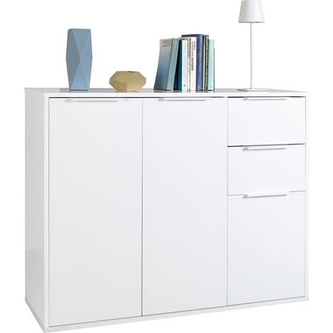 MOBILE MULTIUSO TRE ANTE + DUE CASSETTI LINEA 'ESPRESSO' cm.106 x 35,4 x h. 86,9 - bianco laccato - COMPOSAD