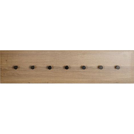 Garderobe murale, patère murale en bois coloris chêne et métal noir -longueur 35 x profondeur 5 x hauteur 12 cm (1/4)