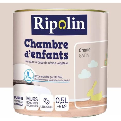 Ripolin – Peinture satinée pour chambre d'enfants – Couleur crème – À base de résine végétale – Diminue le risque d'allergie