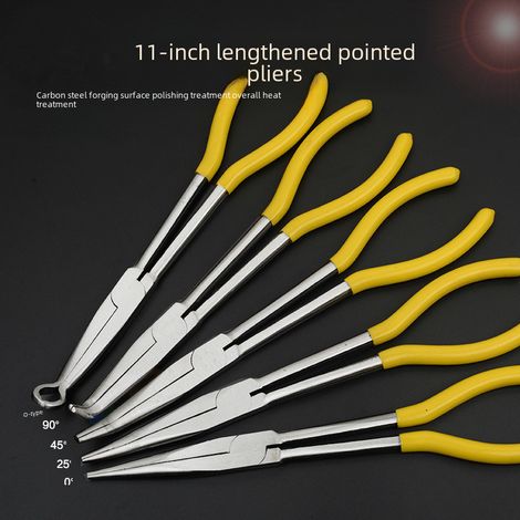 Irovami Pince bec courbé 28cm – 11″, préhension, 25° – Idéal pour mécanique, atelier, bricolage (1/5)