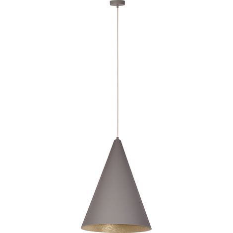 Suspension moderne VESUVIO taupe/or cône Ø35 E27 Sigma (1/2)